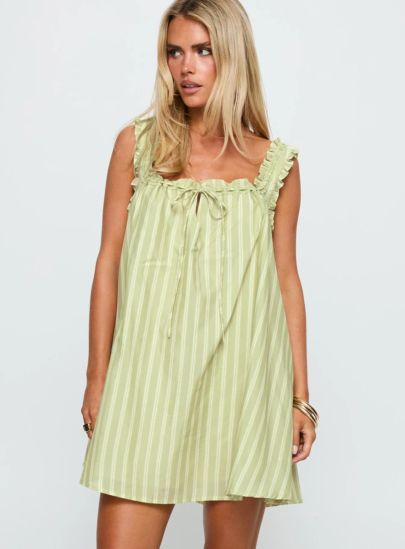 Swing Mini Dress Green Stripe Glamorous touch