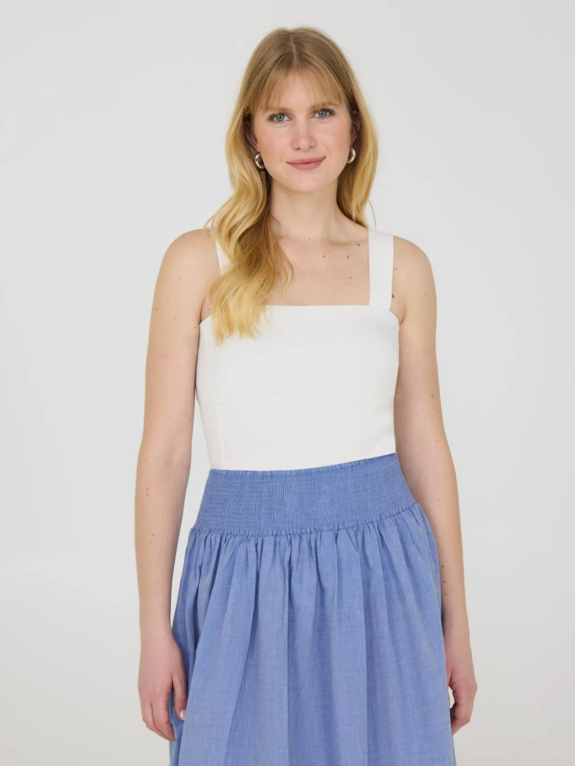 Thick Strap Shirred Tank Top Neo Mode River Core