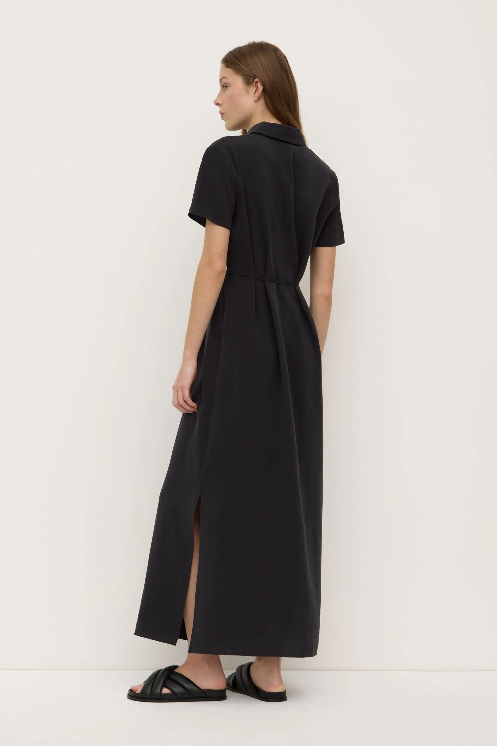 Reinforced Knees Heather Silk Blend Shirt Dress
