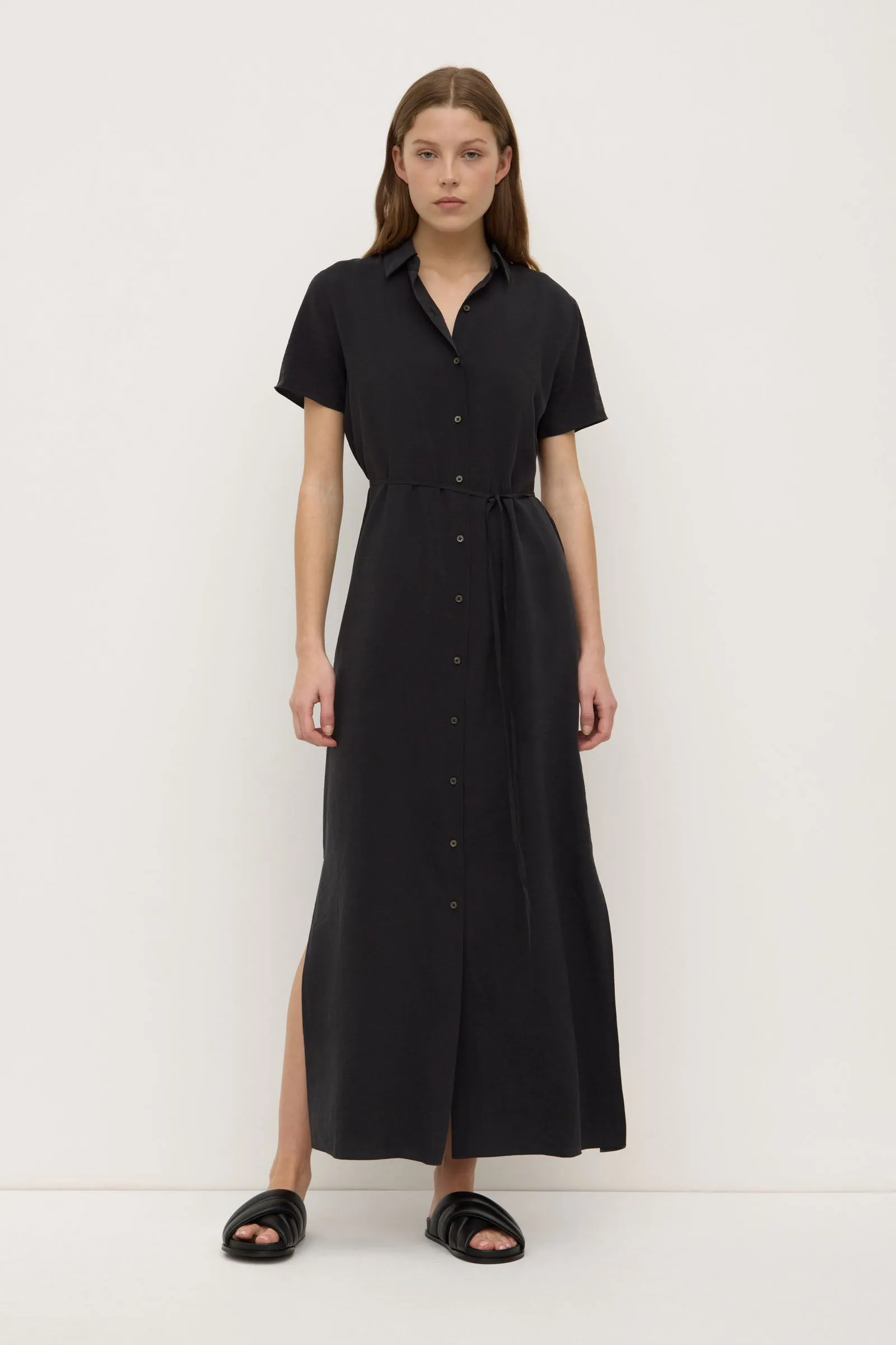 Heather Silk Blend Shirt Dress Urban Pulse