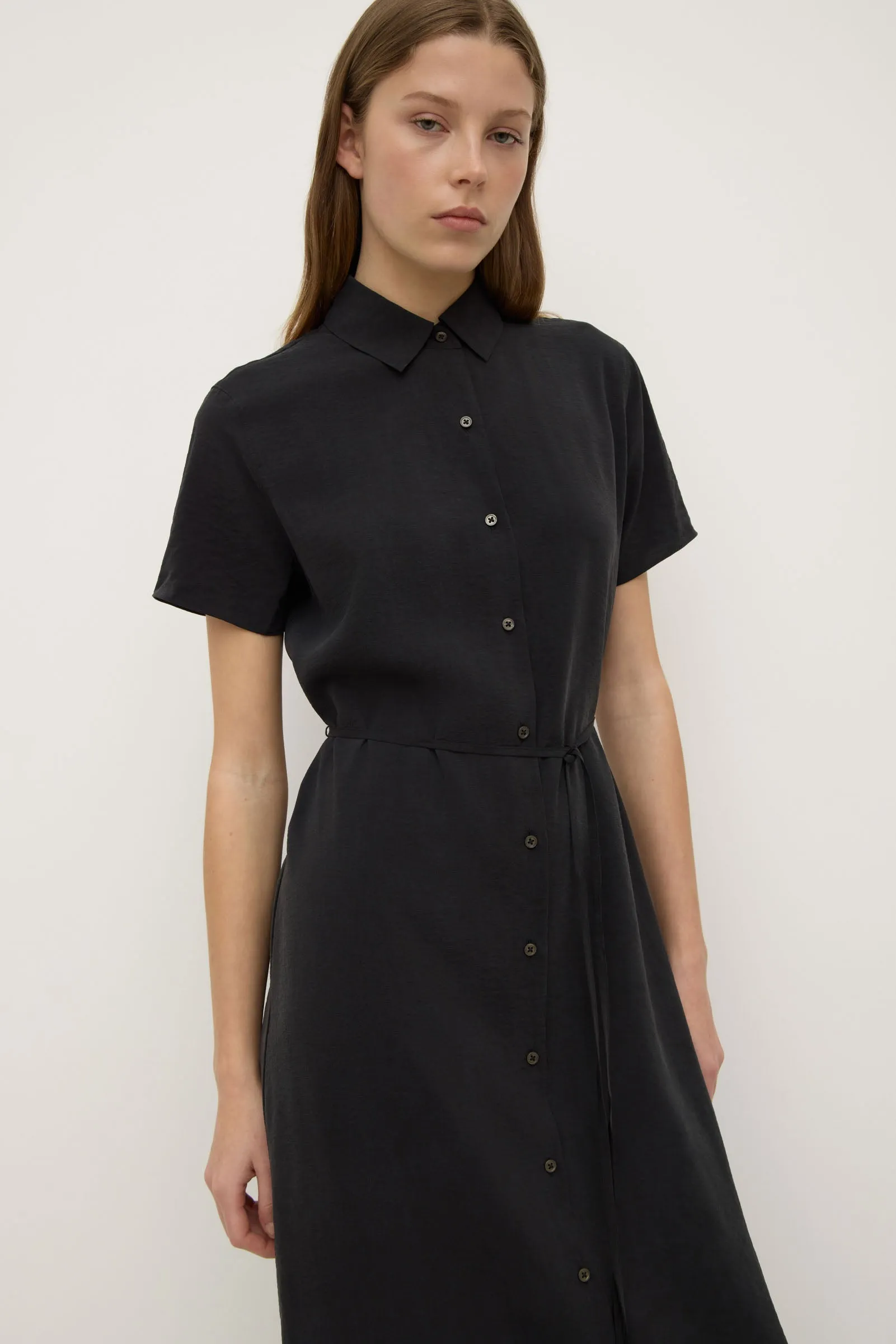 Heather Silk Blend Shirt Dress Polish Tone Modular Attachment System