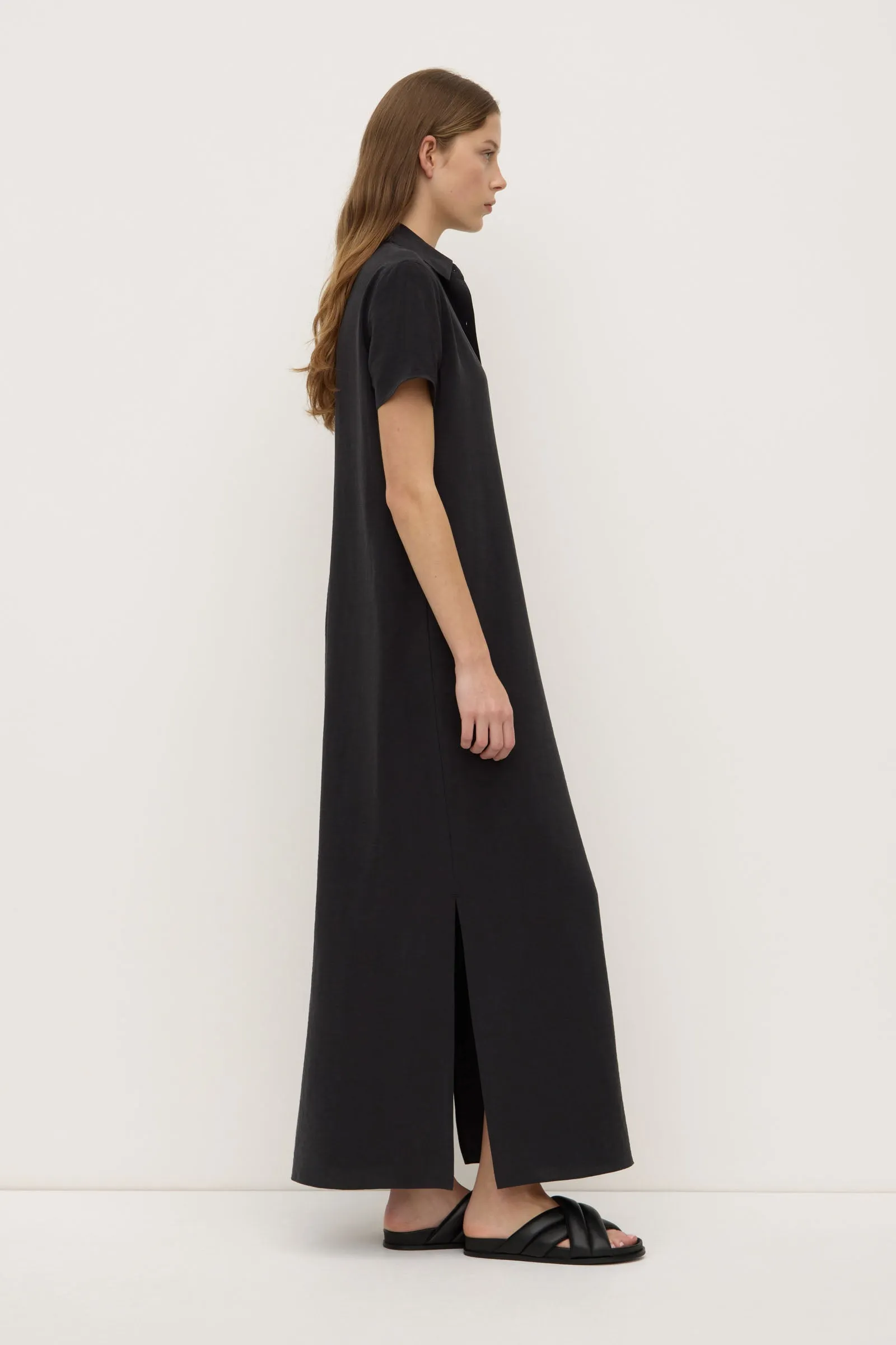 Beach Ease Heather Silk Blend Shirt Dress