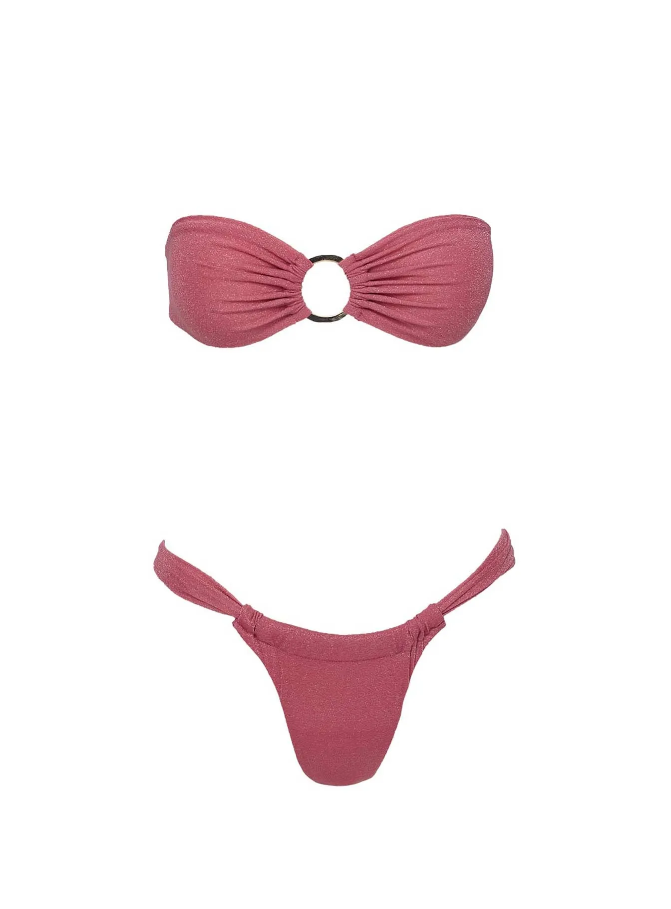 Janea Bandeau Ring Glitter Bikini Top Magenta Pink Rounded Seam Technique Hygienic Lining