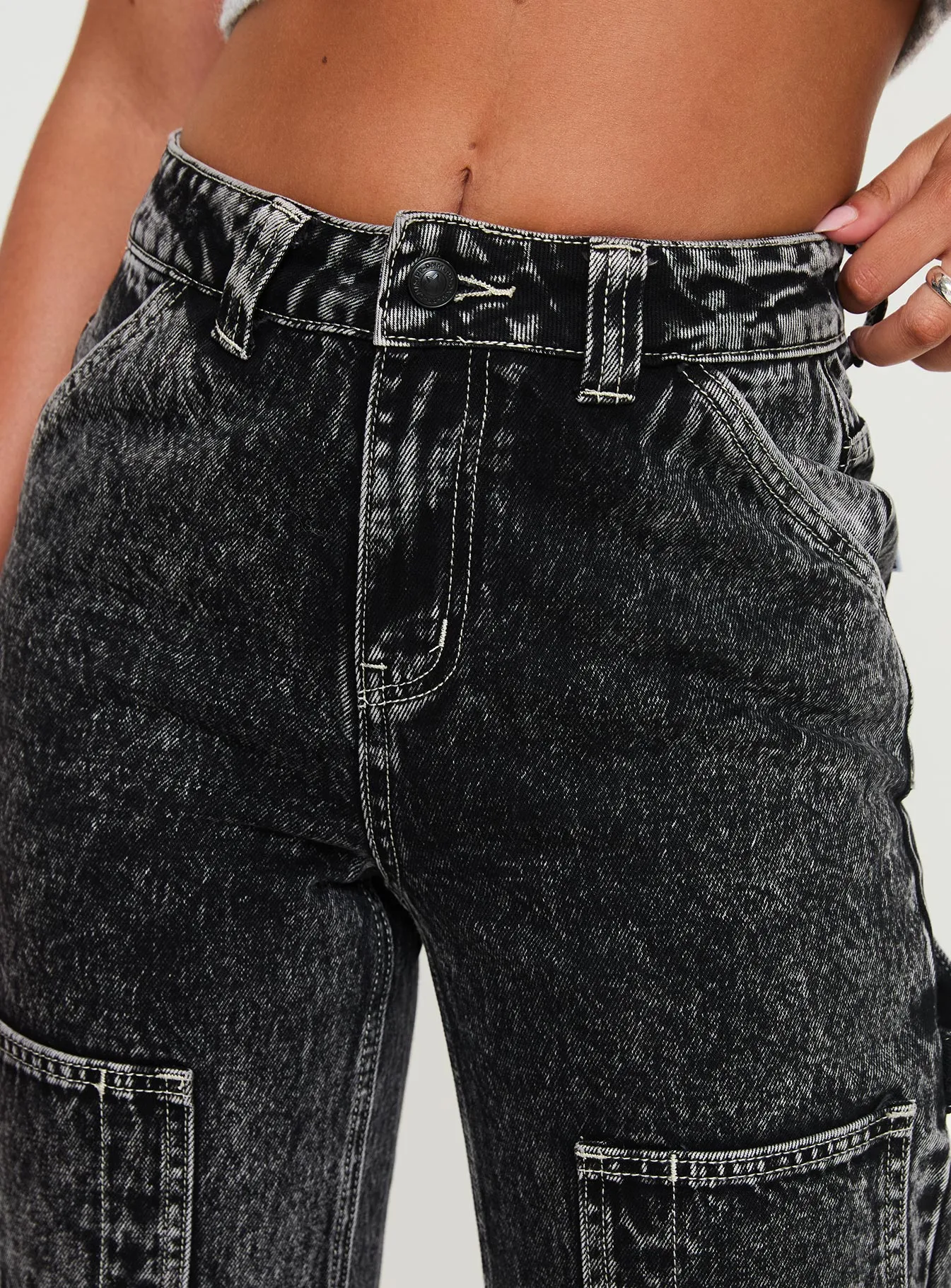 Malachie High Rise Jeans Black Acid Wash Modern Attire