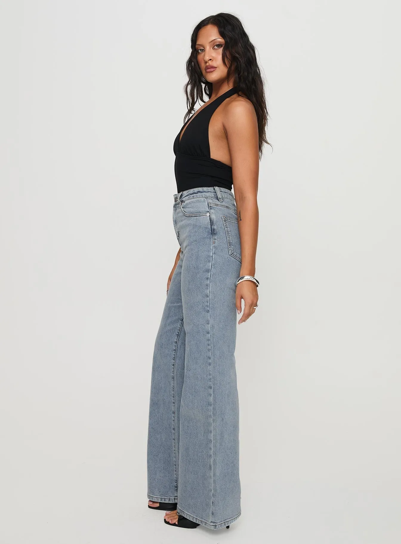 Style Statement Vibrant Formal Thearlie High Rise Flared Jeans Light Wash