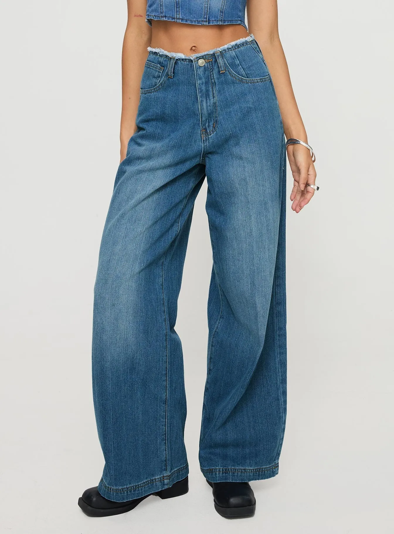 Daily Essentials Vihaan Wide Leg Pants Blue Wash