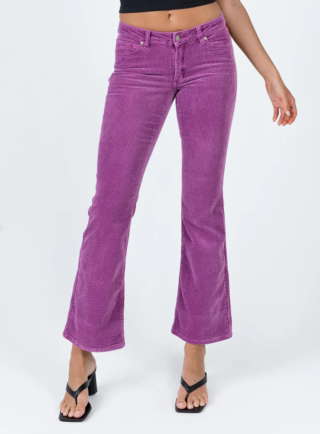 Cropped length Stay Comfortable Abrand 99 Low Boot Violet Cord Jeans Purple