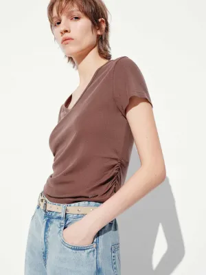 Quick Dry Fabric Waisted Pleated T-shirt