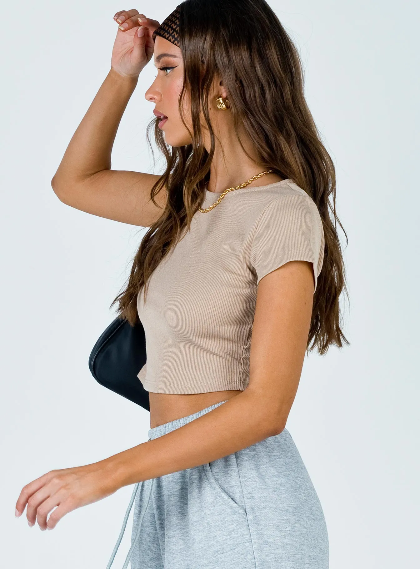 teenagers' Simple Comfort Look Classic Cropped Tee Beige Eco