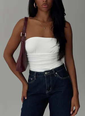 Date Stylish Coincidence Strapless Ruched Bodysuit White