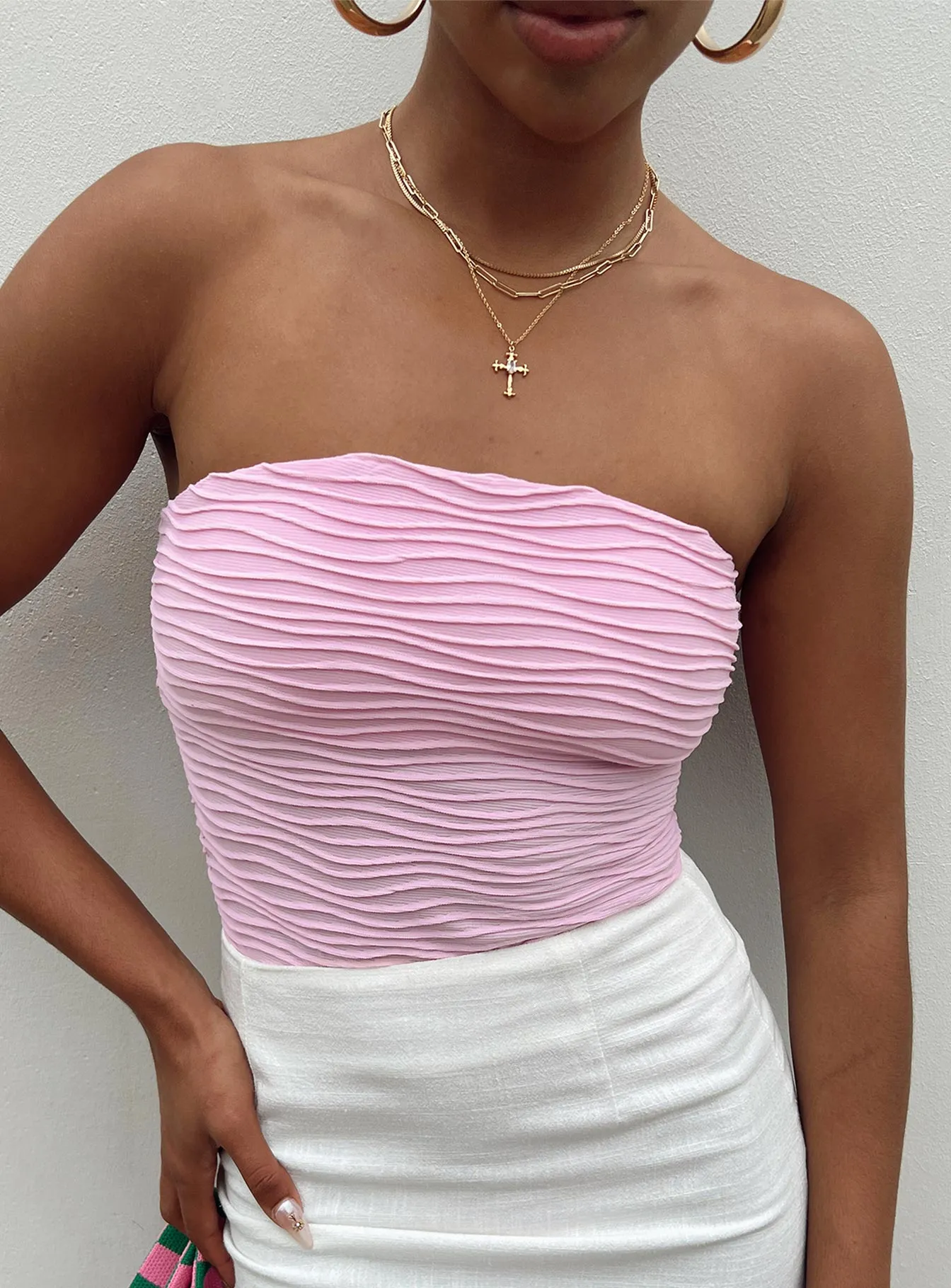 Makena Strapless Bodysuit Pink Relaxed Slim