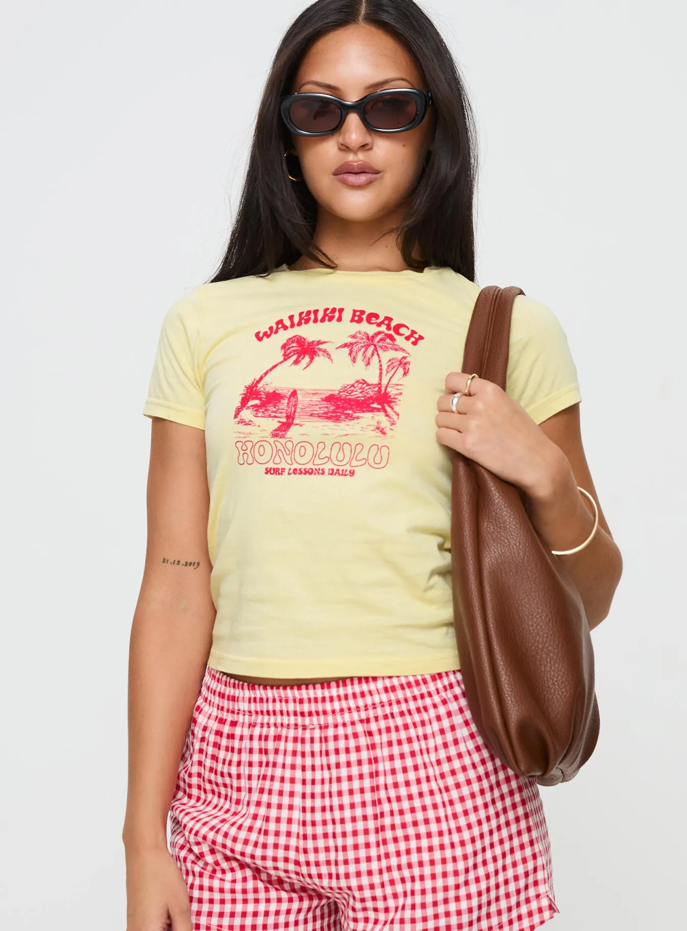 Surf Club Tee Yellow Durable Collar Construction Cozy And Stylish