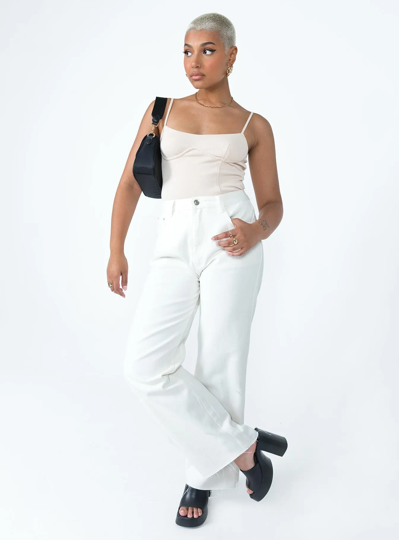 Arlington Straight Leg Denim Jeans White Casual Wear Wear Anytime