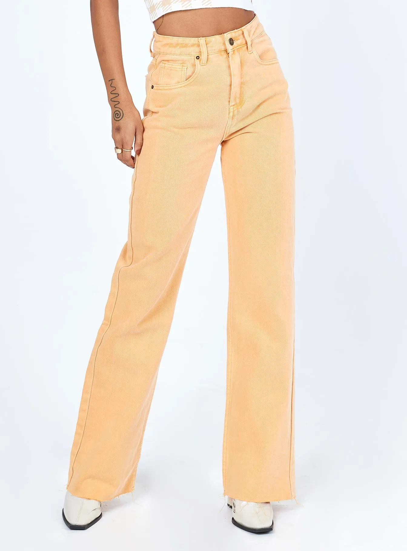 Flexible Waist Soft Touch Carter Denim Jeans Orange
