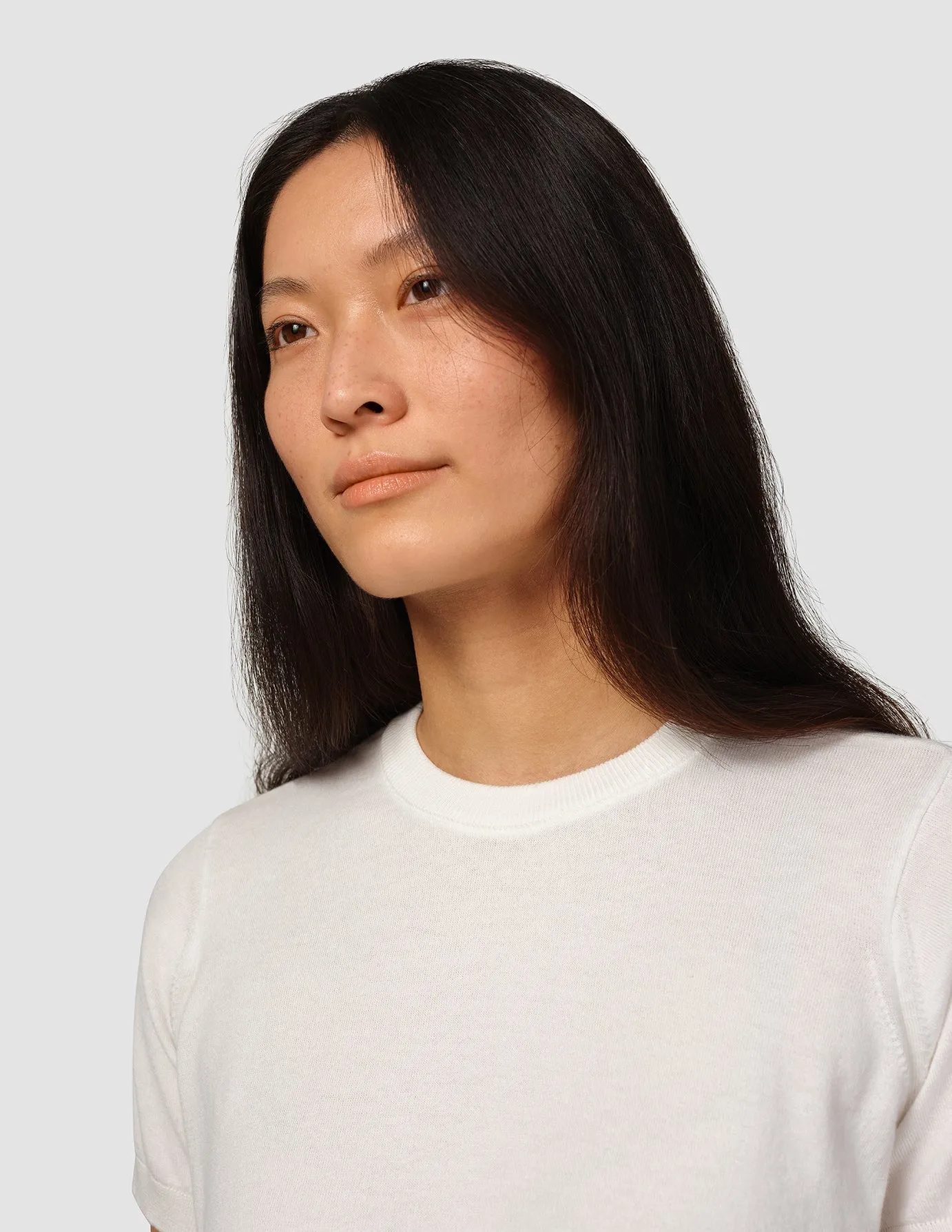 Raw Linen Fine Knit T-shirt Off White