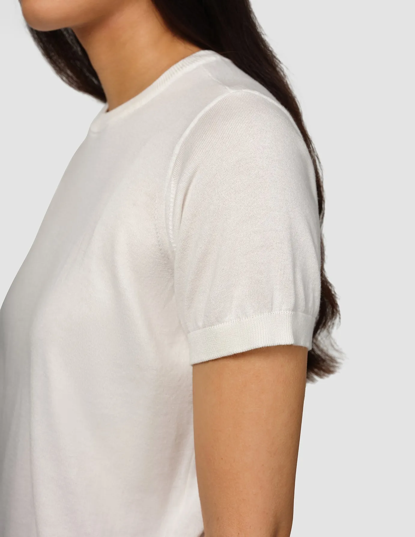 Fine Knit T-shirt Off White SustainableTextiles Sport Ease