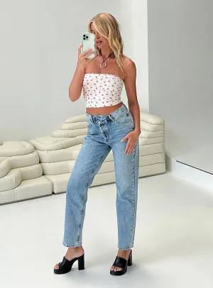 Holly Asymmetric Straight Leg Jean Light Wash Tall Neutral design