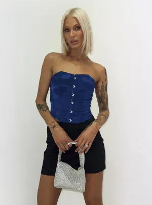 In The Moment Strapless Top Blue Hidden Zipper Closure NonIrritatingTags