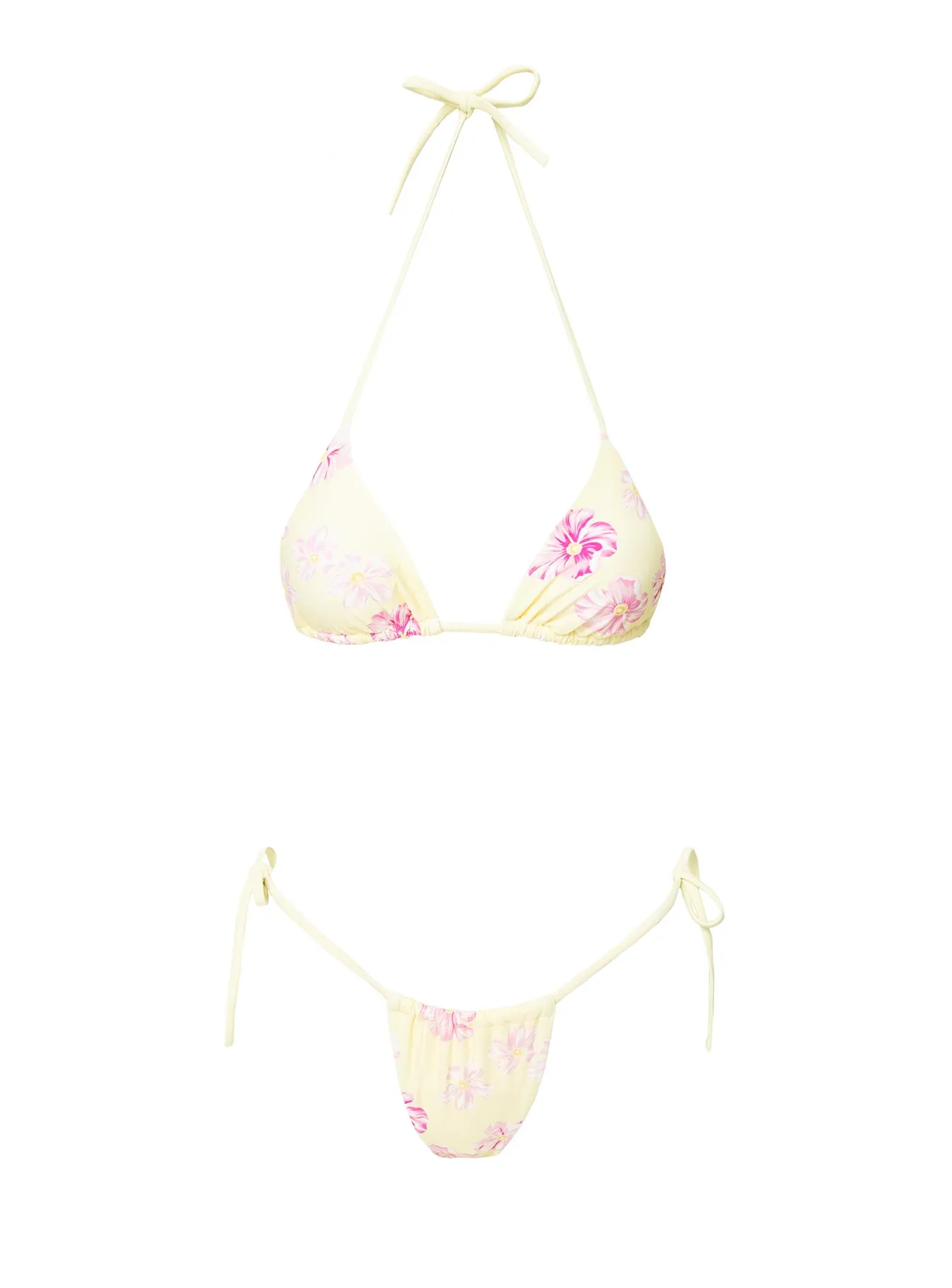 Quick Access Side Pockets Jenner Tie Side Ruched Bikini Bottom Yellow Floral