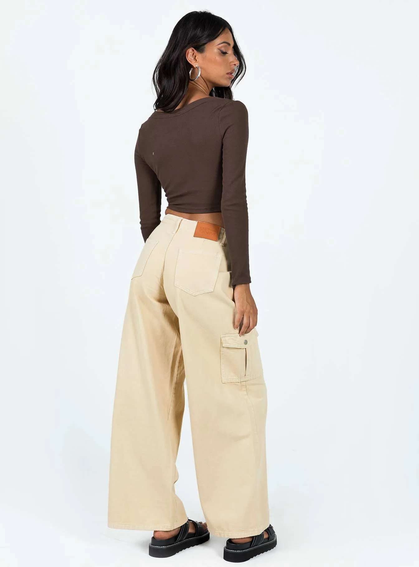Adrianne Wide Leg Cargo Jeans Stone Go-To Garment Ever Versatile