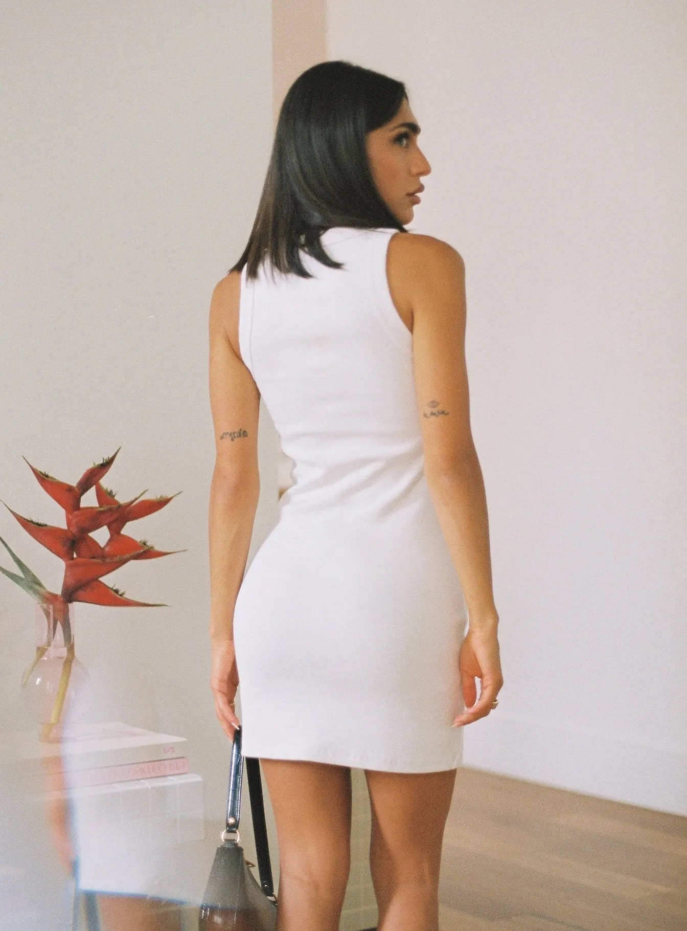 Bold print mini dress Organic Classic Tank Dress White