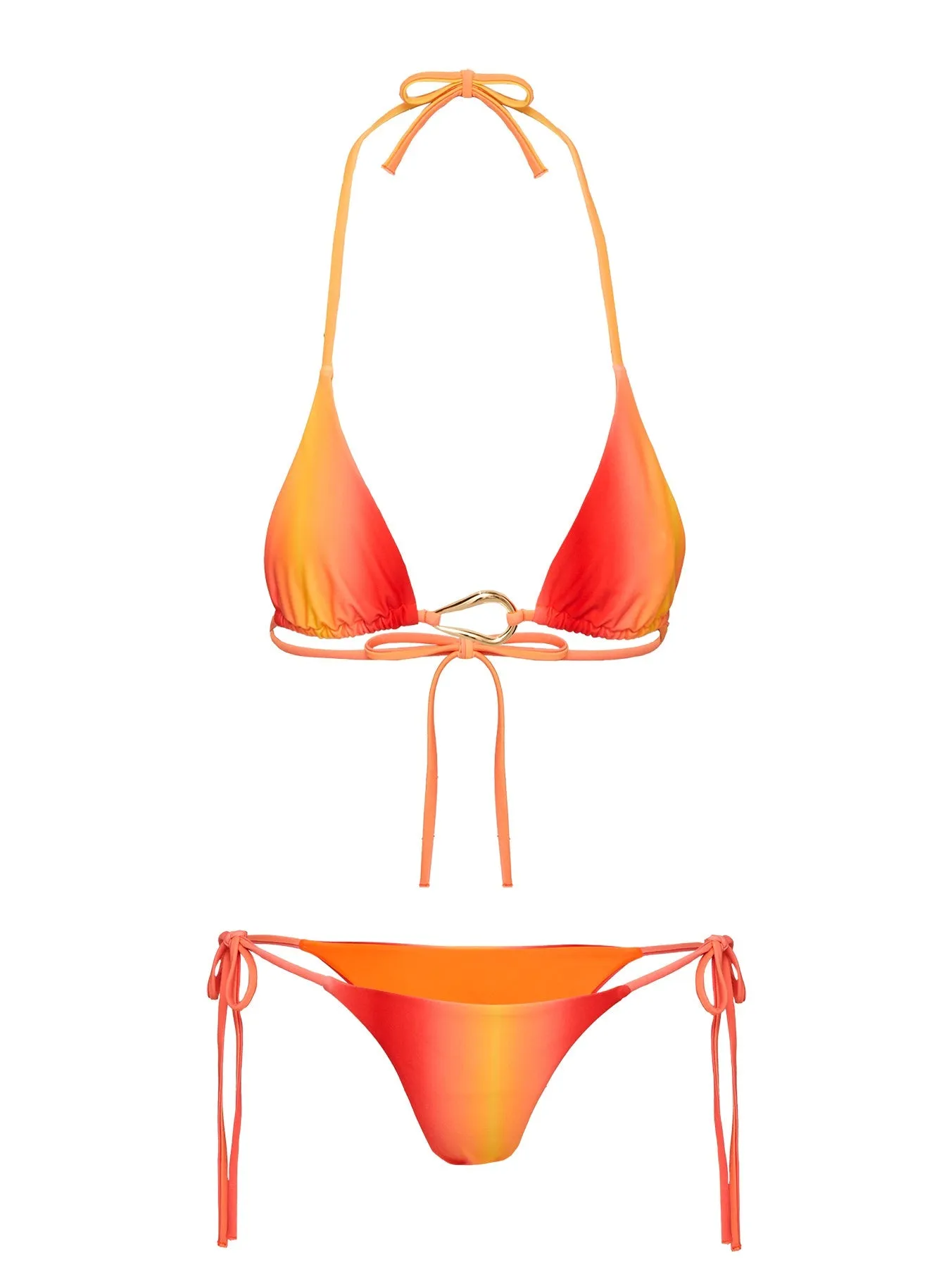 Crispy Bikini Bottoms Ombre Orange Racerback Support System