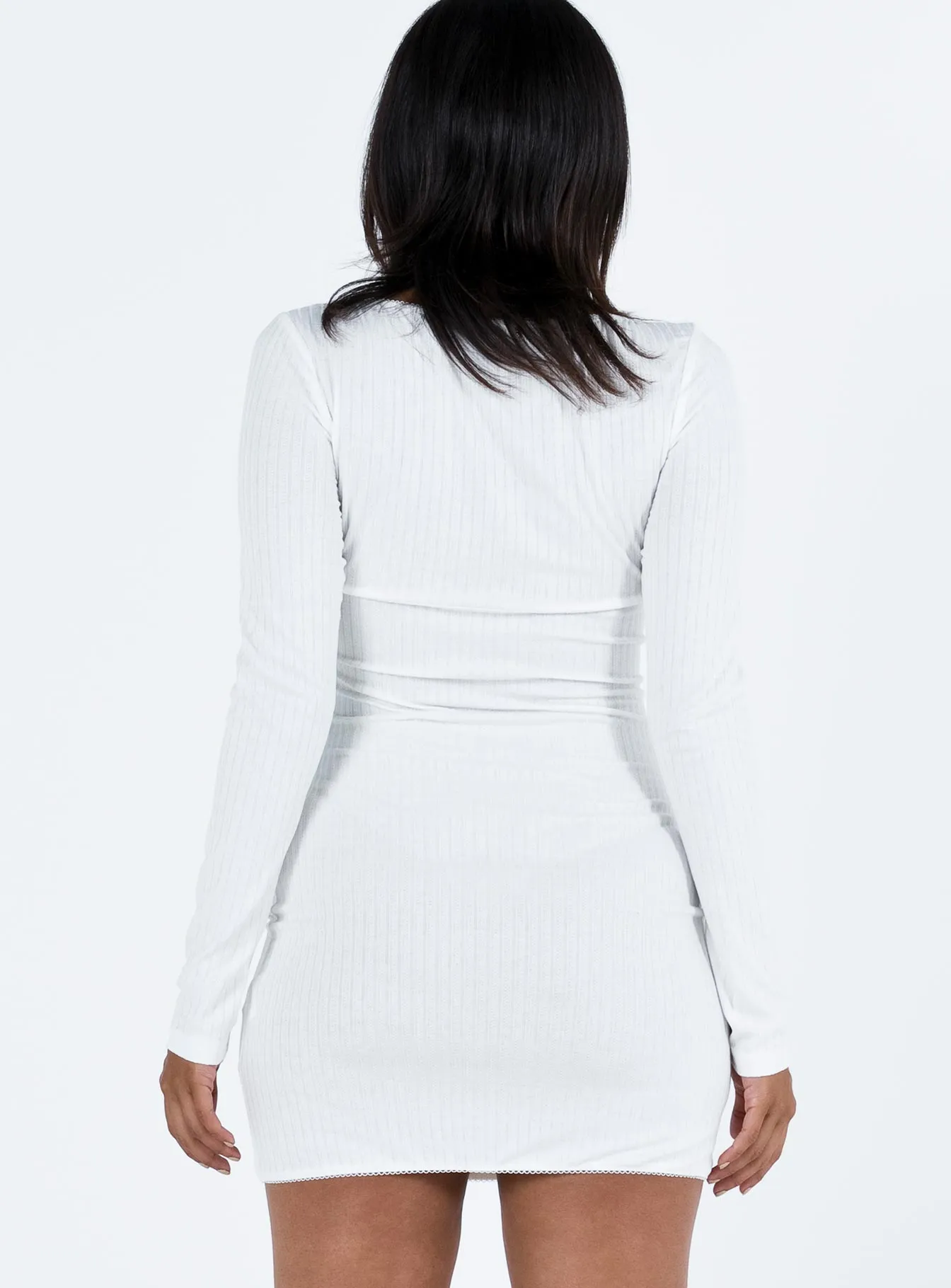 Millard Long Sleeve Mini Dress White Effortless Style Easy-to-style mini gown