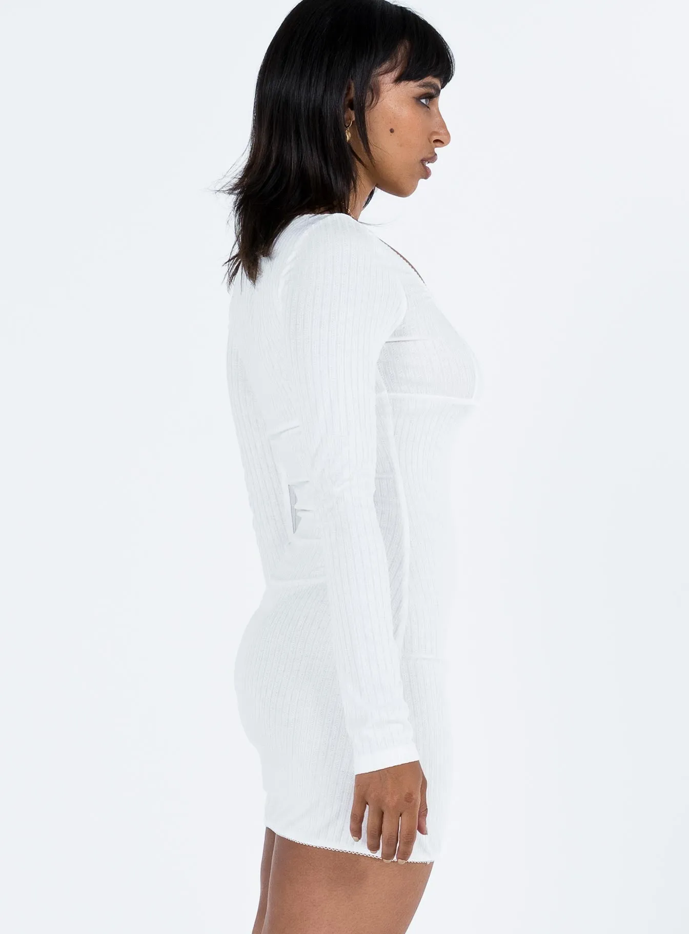 Millard Long Sleeve Mini Dress White Smart Fit Look Hot