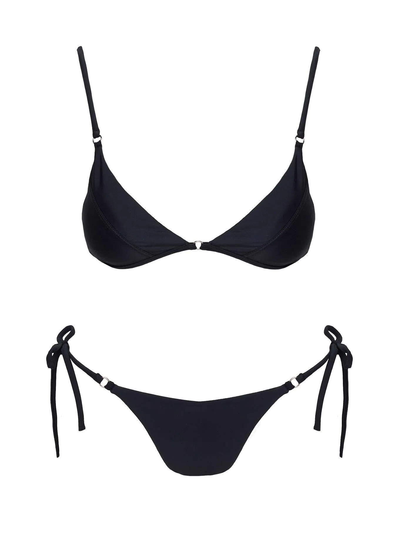 Alcemene Tie Side Bikini Bottoms Black Convertible Neckline