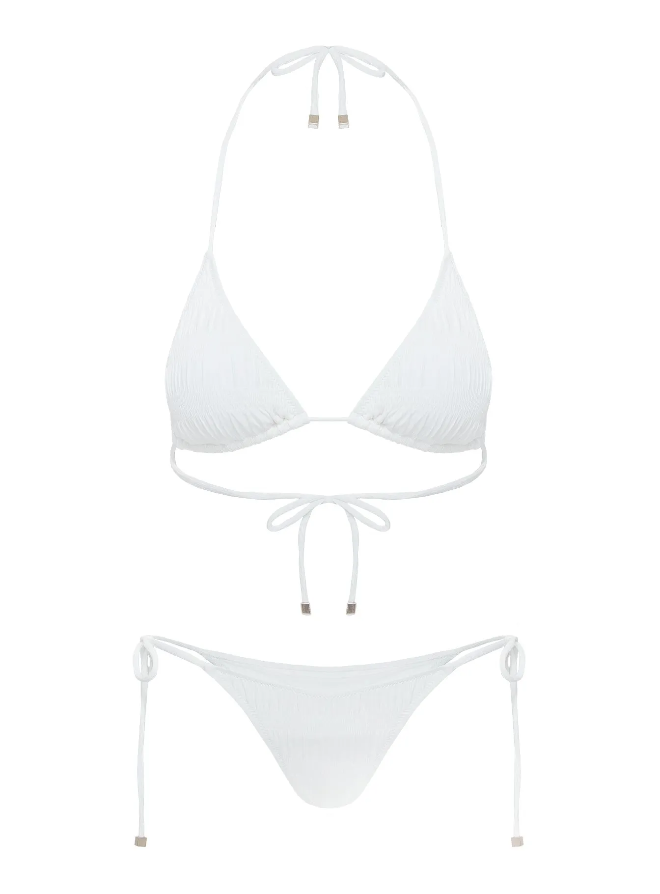 Rymona Triangle Bikini Top White Rounded Seam Technique
