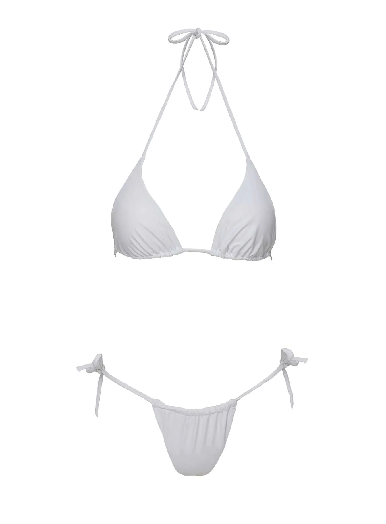 Jenner Tie Side Ruched Bikini Bottoms White Moisture Wicking Texture Recycled Material