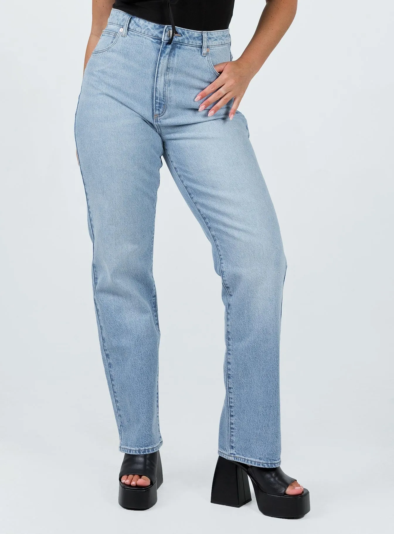 Abrand 94 High Straight Hailey Light Wash Denim Holiday Vibes Work Ready