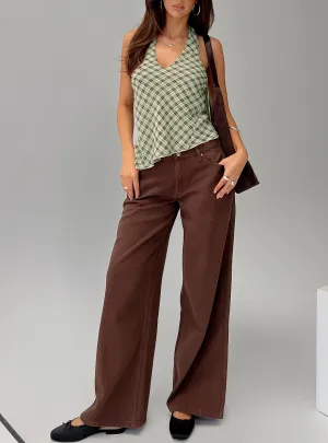 Ramos Low Rise Wide Leg Jeans Brown Casual Friday Parent Style Travel Outfit Athlete Fit High Quality