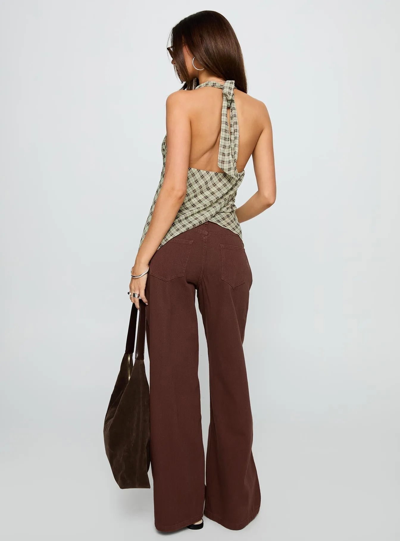 Ramos Low Rise Wide Leg Jeans Brown Favorite Basic Eco Certified Textile Standards