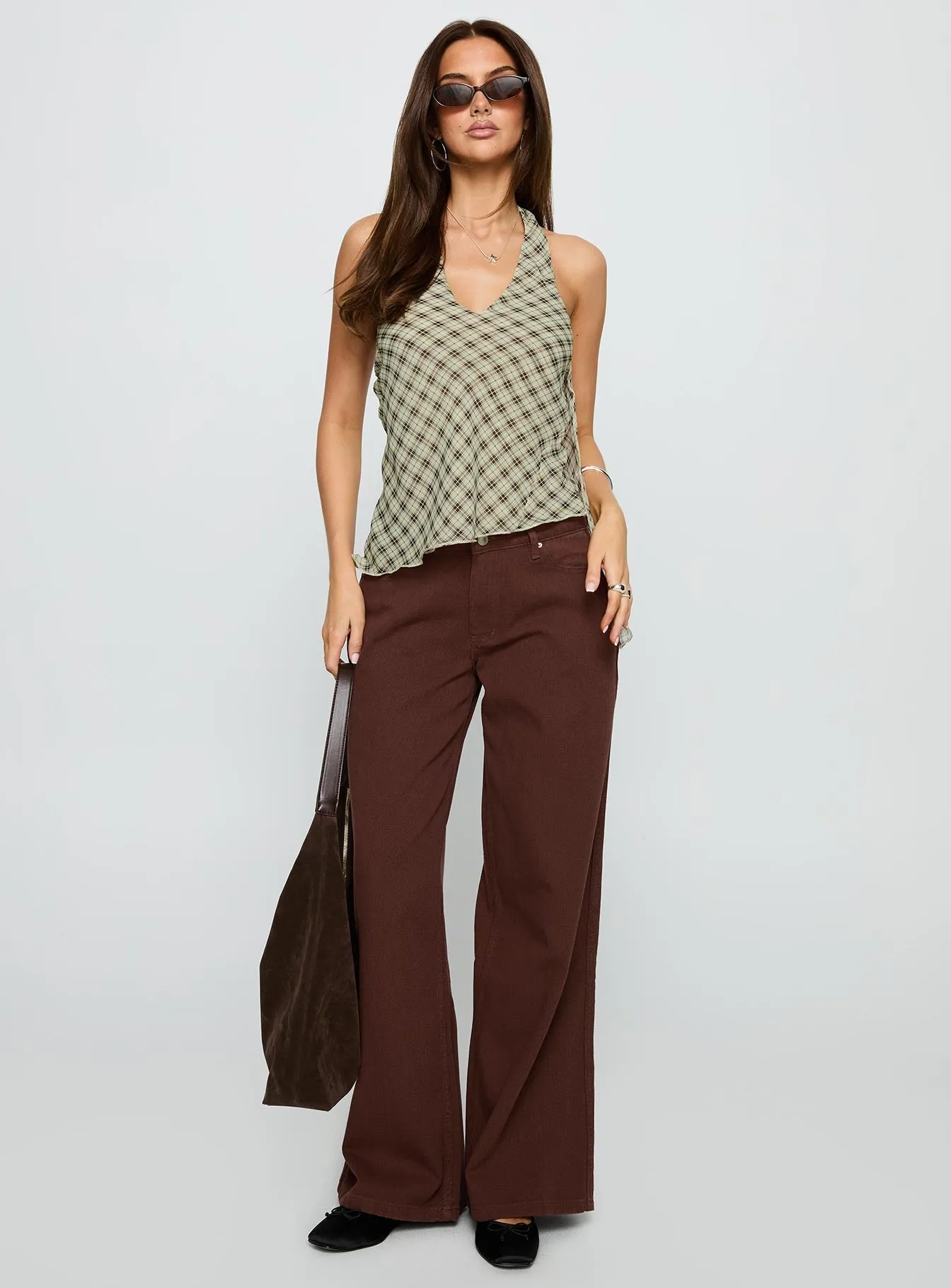 Ramos Low Rise Wide Leg Jeans Brown Relaxed Style Neutral City Walk Comfy Weekend Getaway