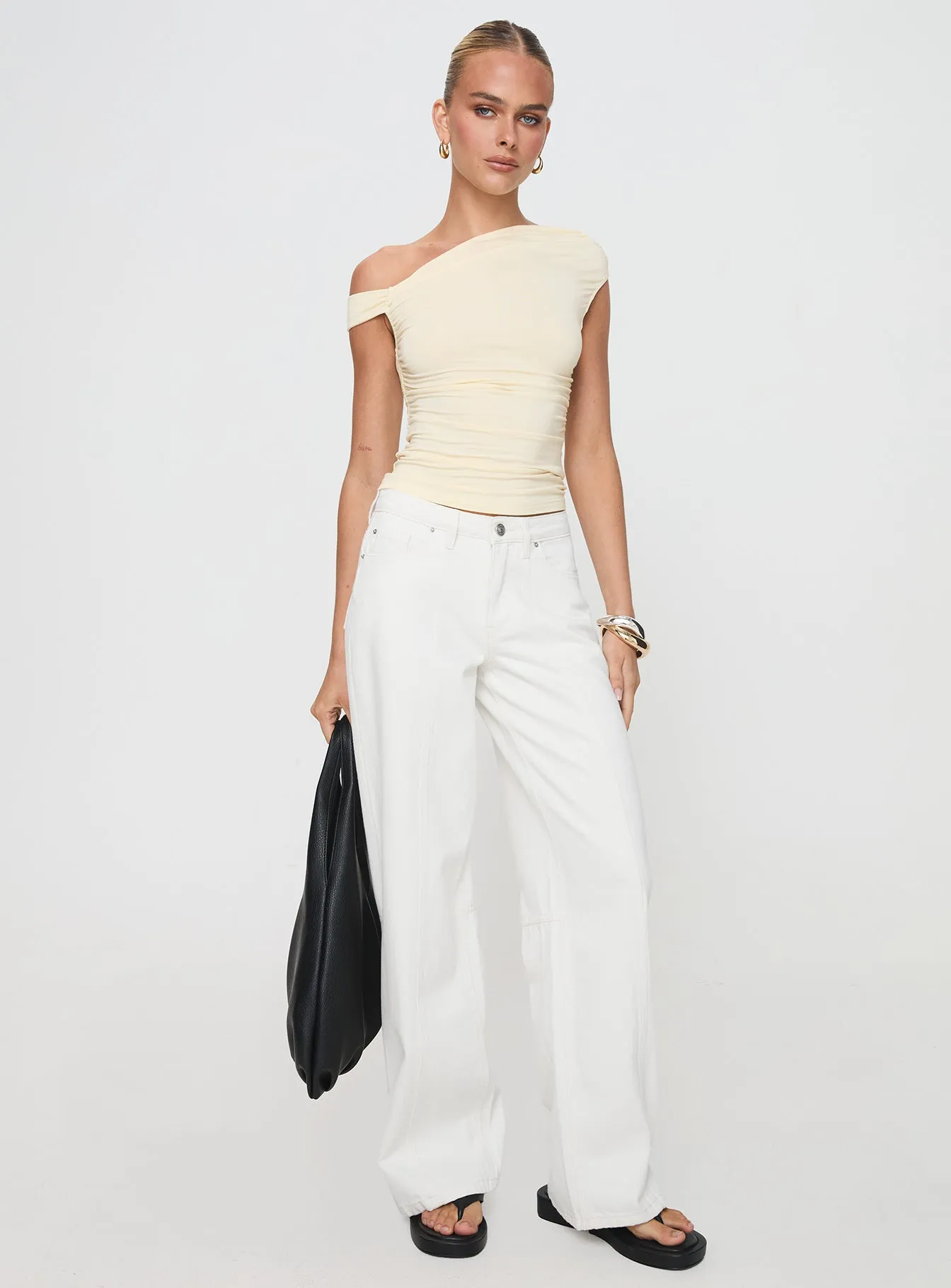 Lando Low Rise Straight Leg Jeans White Quick Dry Weave Technology