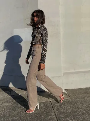 Motel Parallel Jeans Burnt Olive Minimalist Daily Wear Loose Textured Vibrant