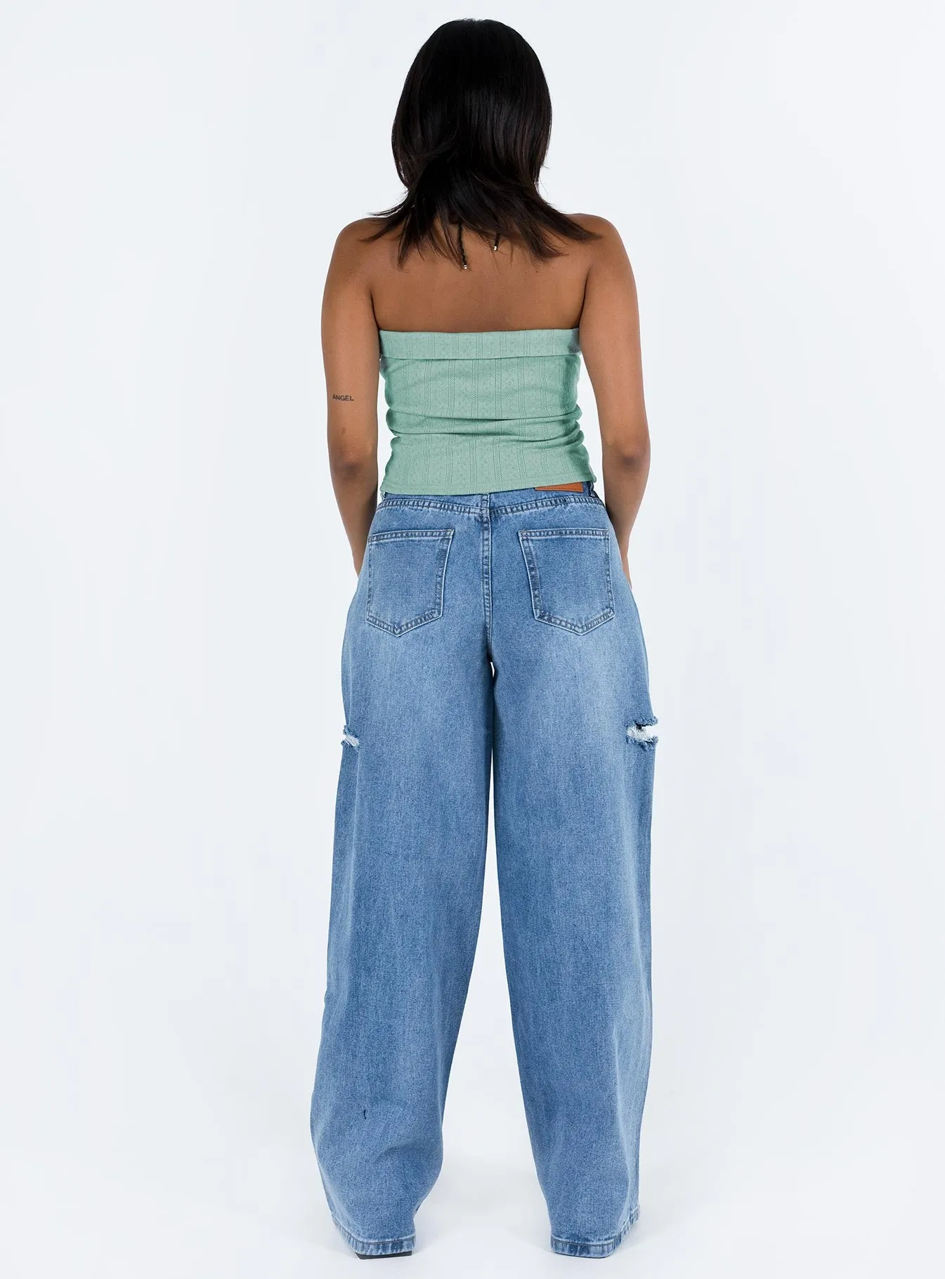 Teags Jeans Mid Wash Denim High Durability Fast Match