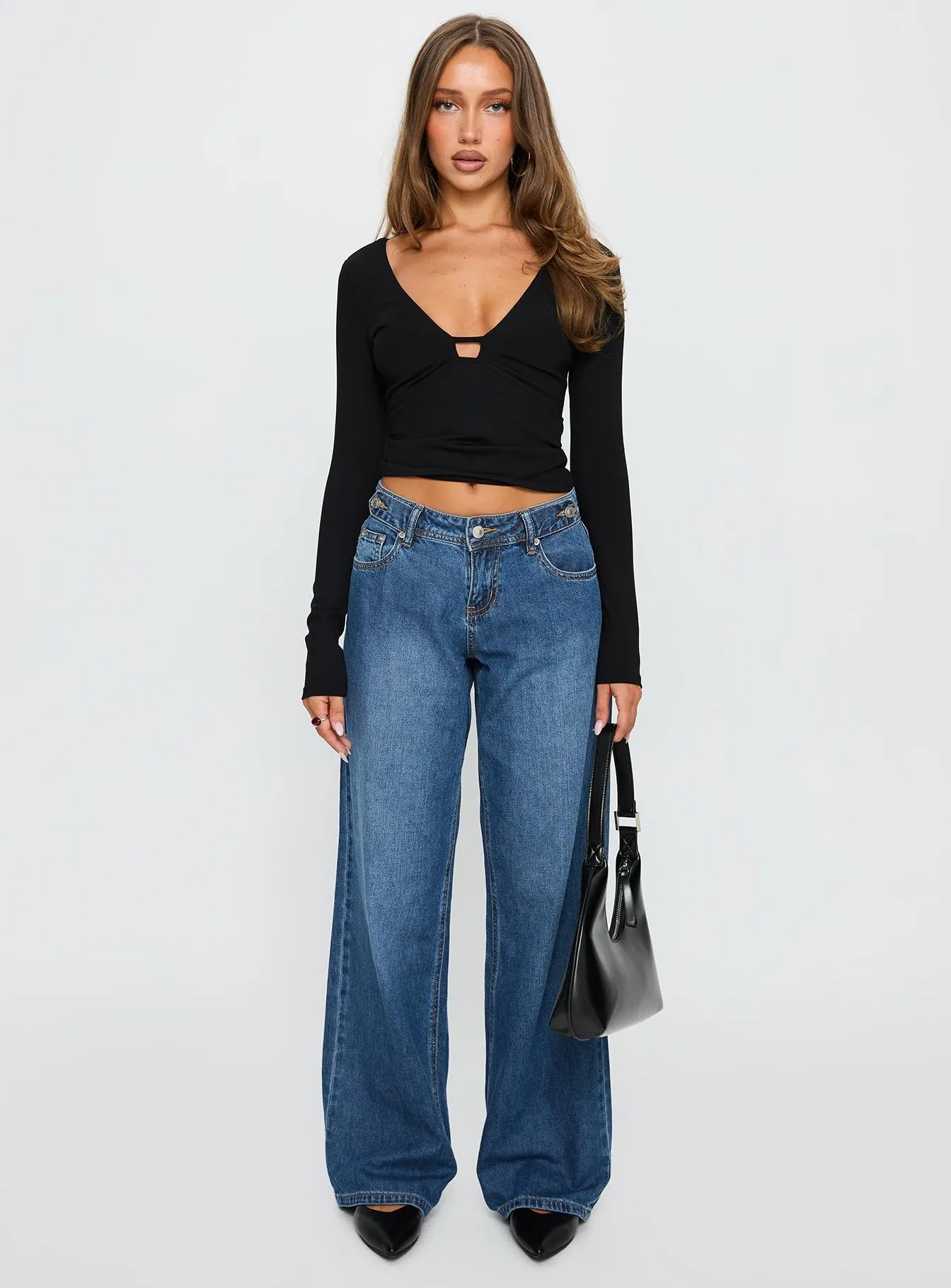 Casual Friday Classic Wolfe Low Rise Straight Leg Jeans Dark Blue Wash