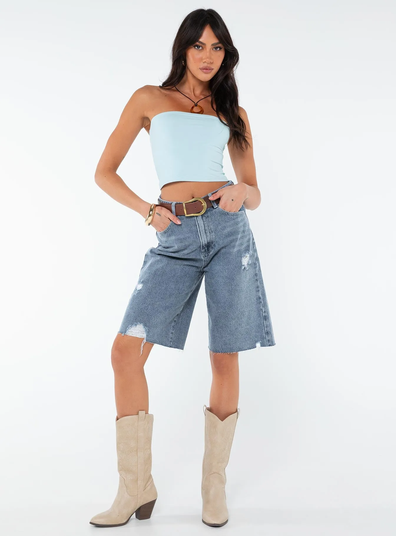 SlubTexture Modern Design Tomlin Top Baby Blue