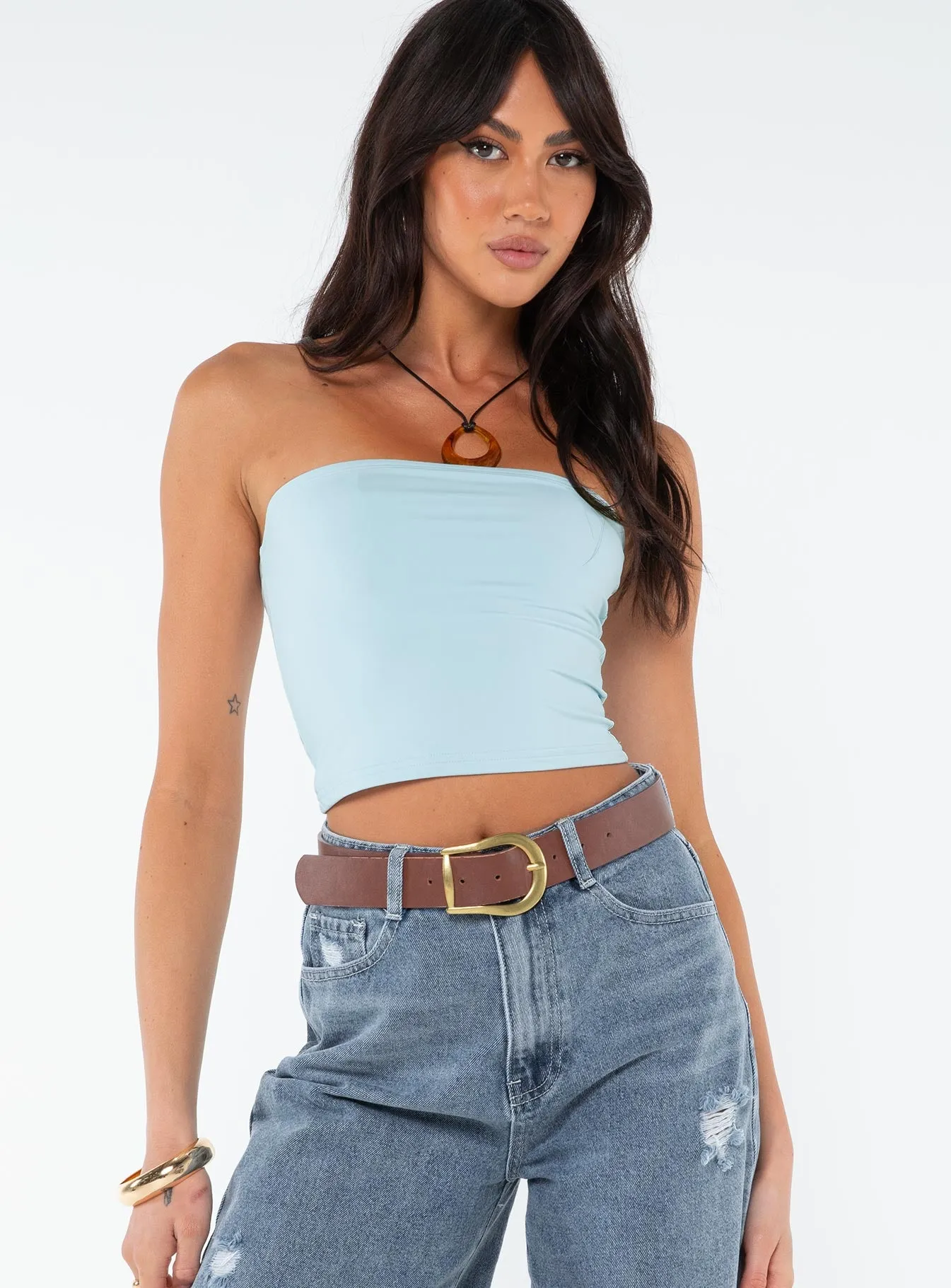 Breathable Underarm Gussets SustainableBlend Tomlin Top Baby Blue