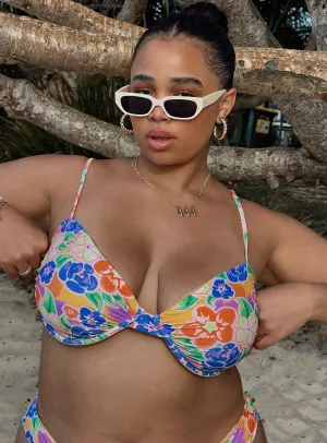 Four Way Stretch Fabric Ellie Bikini Top Multi Floral Curve