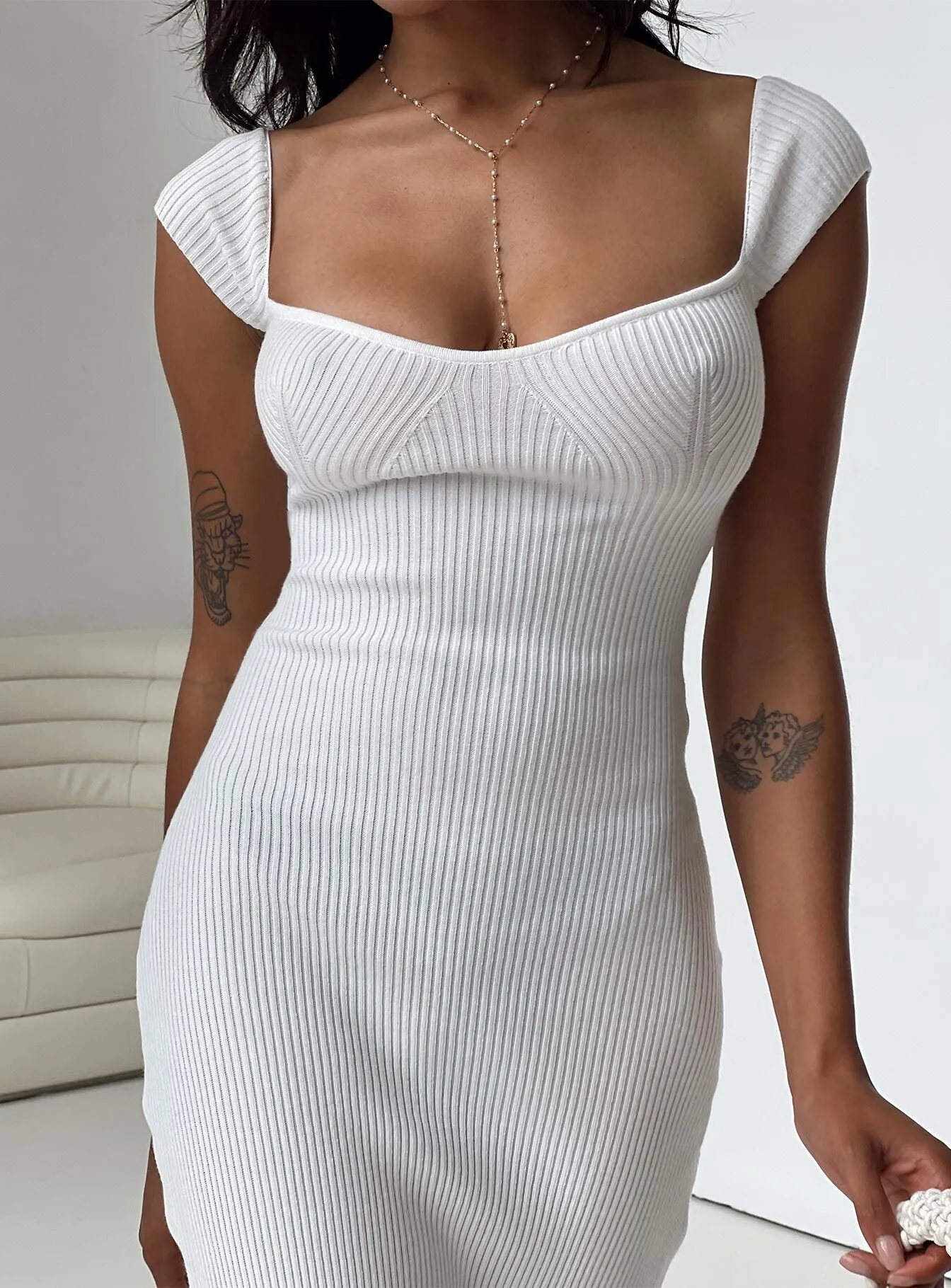 Larissa Maxi Dress White Sand Shore Patch Work