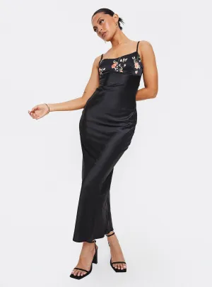 Larver Maxi Dress Black Evening Mist
