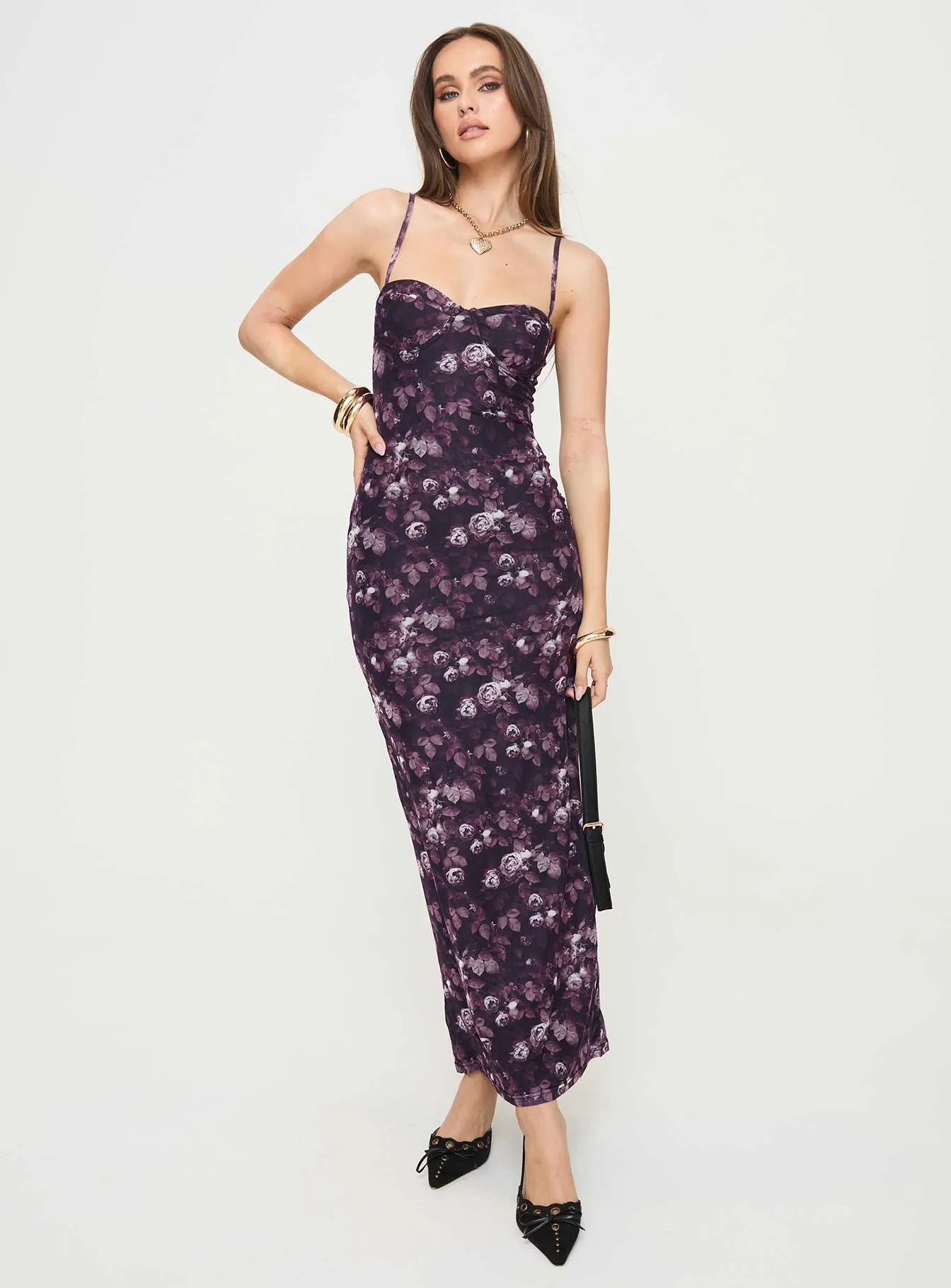 Reynaldo Maxi Dress Purple / Floral Patch Work tie dye