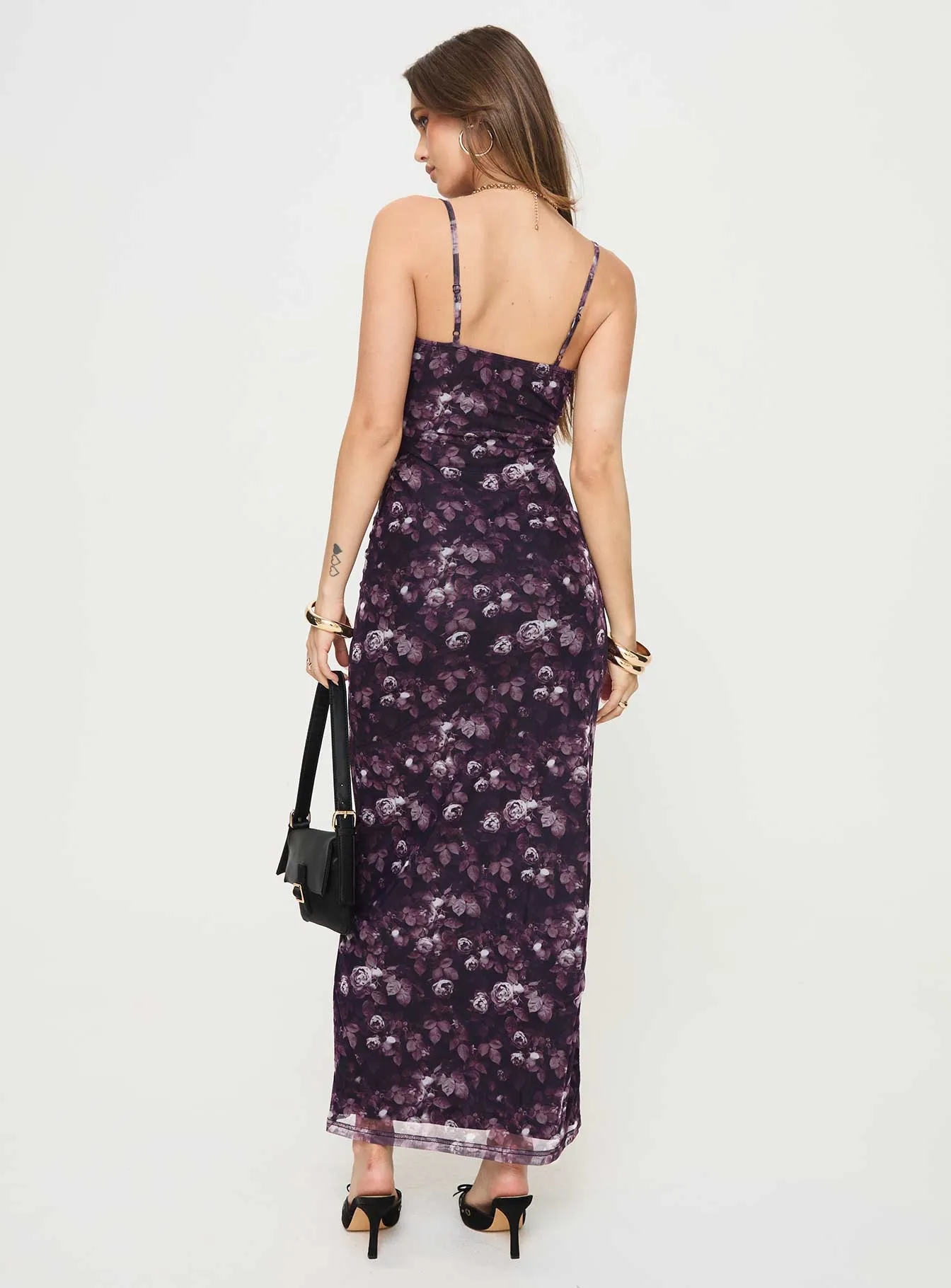 Reynaldo Maxi Dress Purple / Floral Velvet Glow