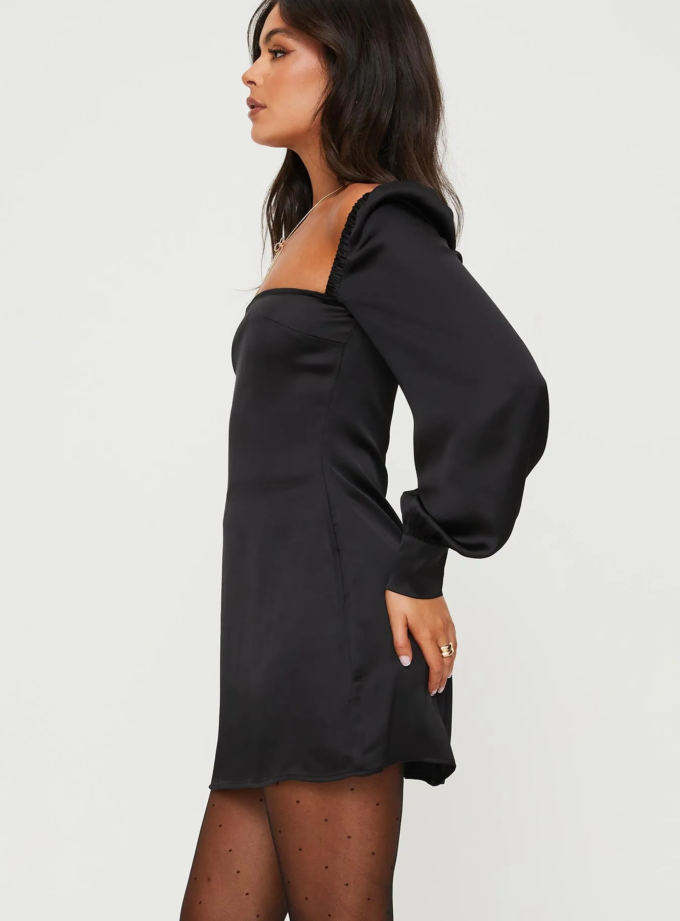 Cottee Satin Mini Dress Black Fun Look
