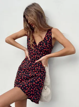 Boho chic Cut Edge Nellie Mini Dress Black / Red Floral