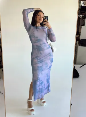 This dress is designed to highlight your natural figure while providing ultimate comfort This dress offers a flattering fit that accentuates your shape without feeling tight Harlowe Mesh Maxi Dress Blue Multi