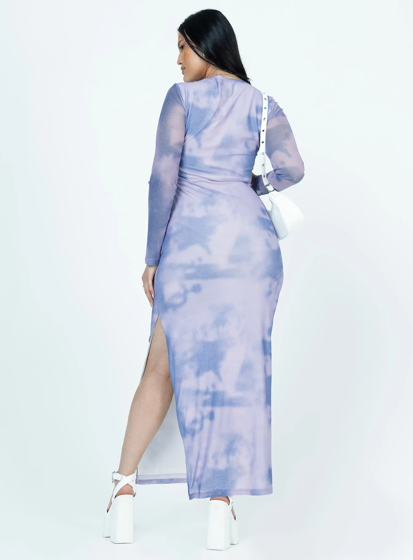 Marina Walk Heat Proof Harlowe Mesh Maxi Dress Blue Multi
